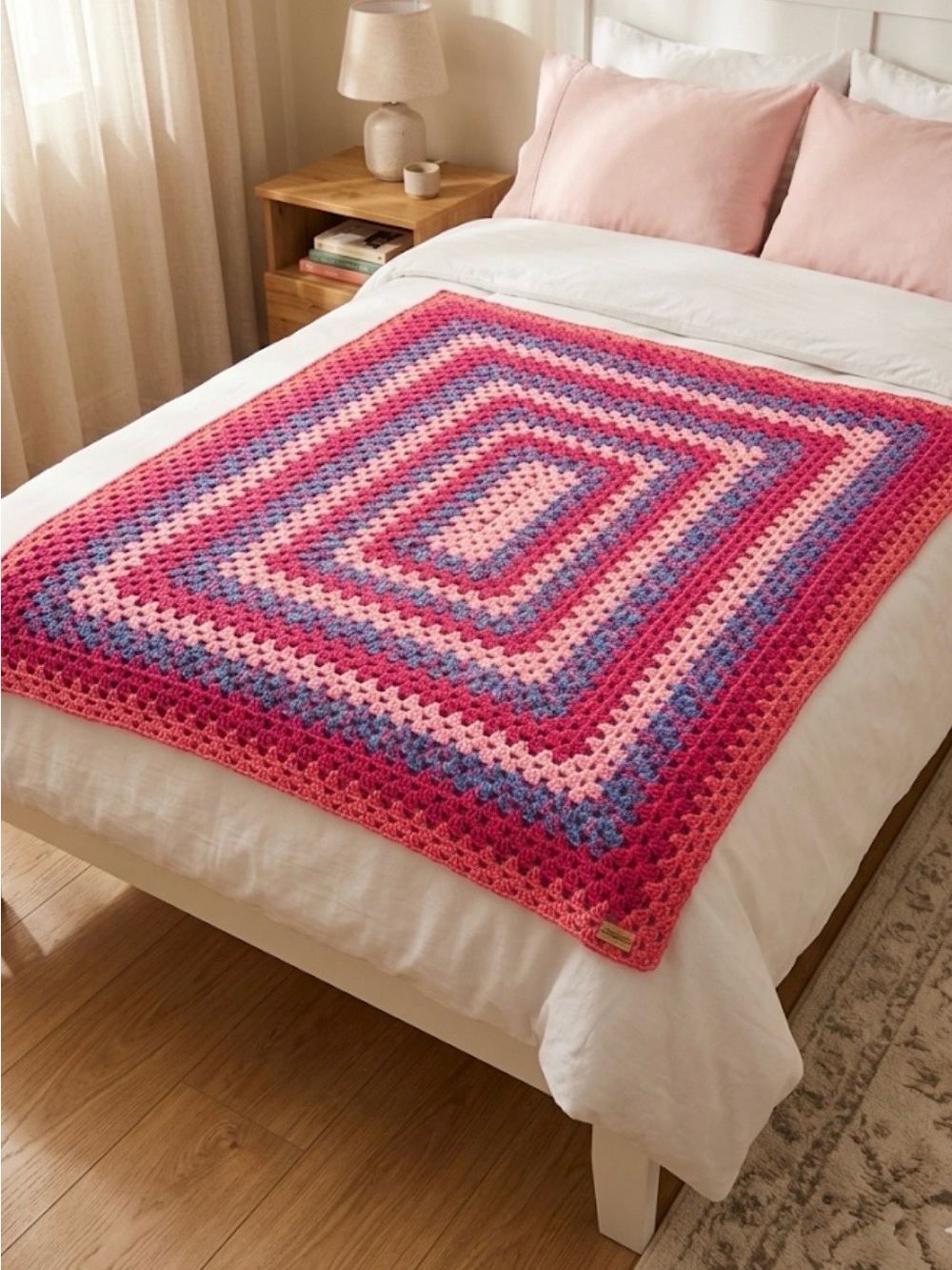 NWT Handmade Crochet Granny Rectangle Baby / Lap Blanket